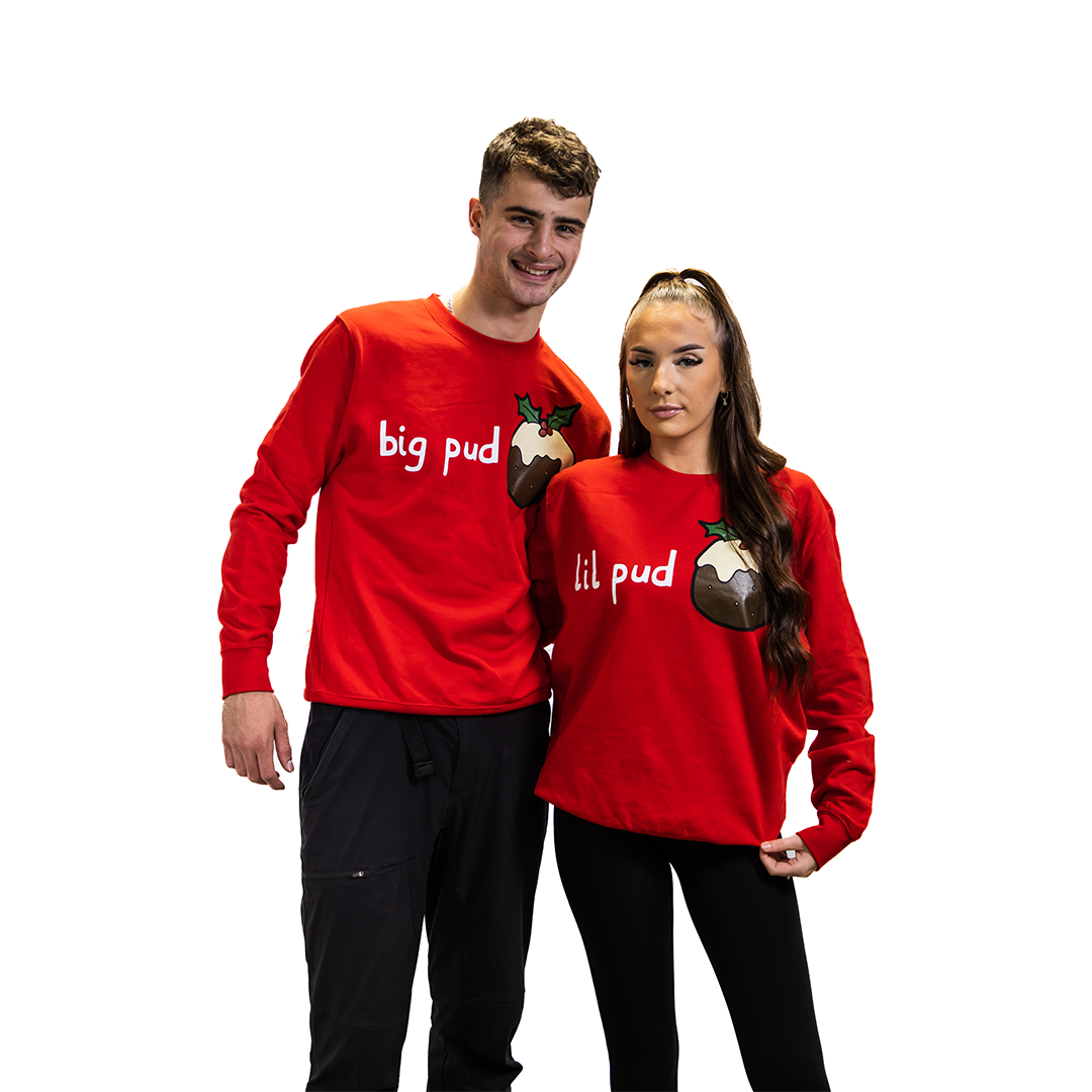 Big Pud Little Pud - Couples Christmas Jumpers - Red