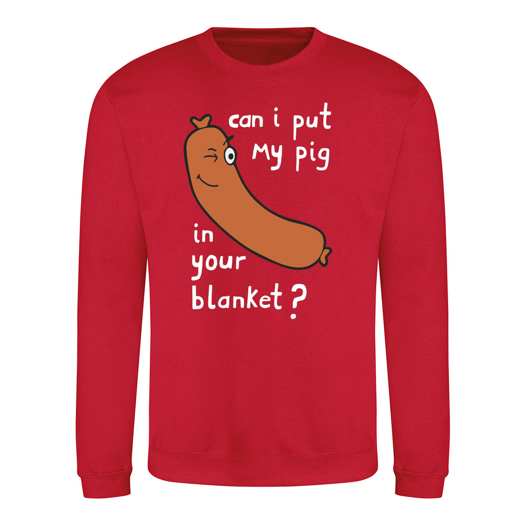 Pig in Blanket - Crude Christmas Jumper - Red