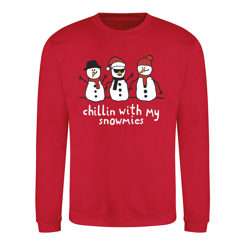 Chilling With My Snowmies - Funny Christmas Jumper - Red