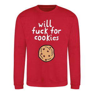 Will Fuck For Cookies - Funny Christmas Jumper - Red
