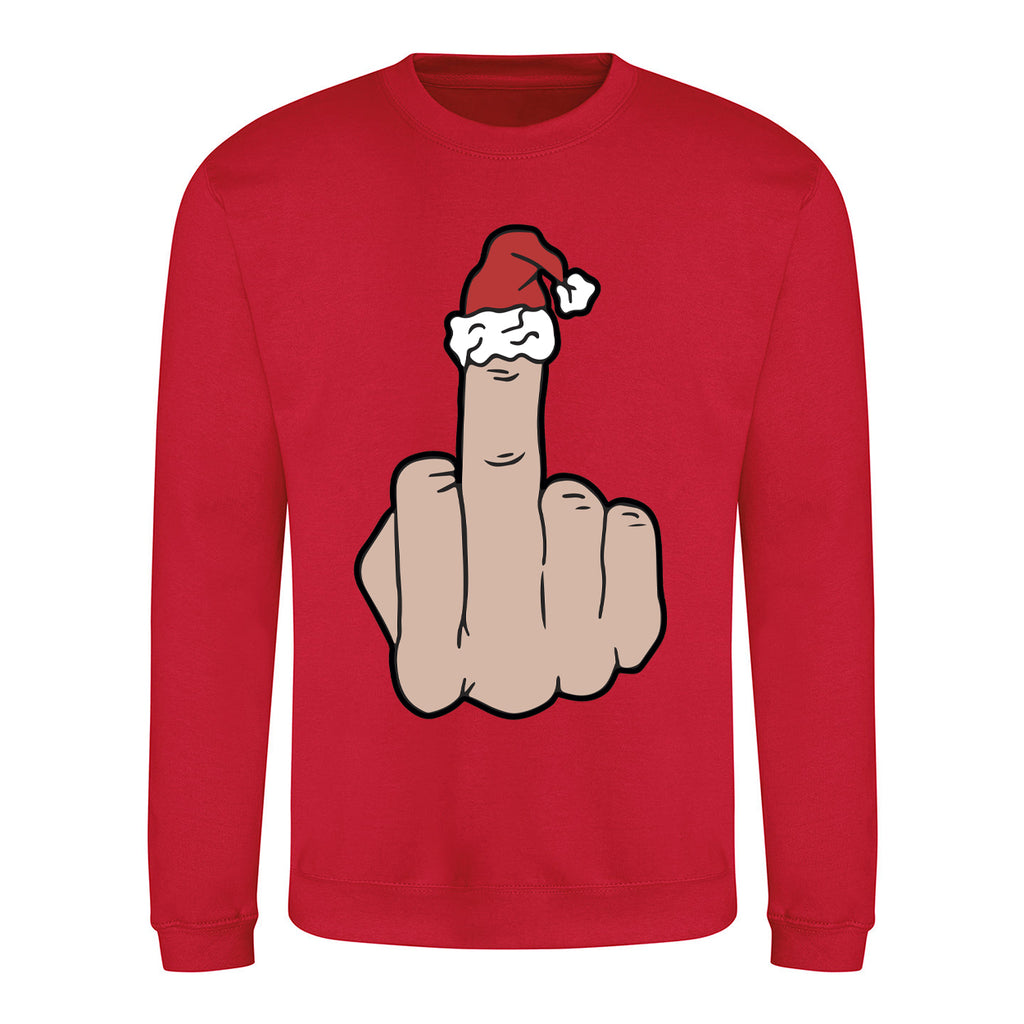 The Finger Hat - Rude Christmas Jumper - Red