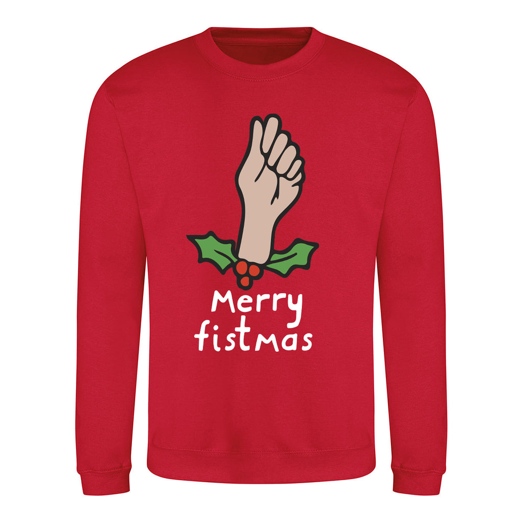 Merry Fistmas - Outrageous Christmas Jumper - Red