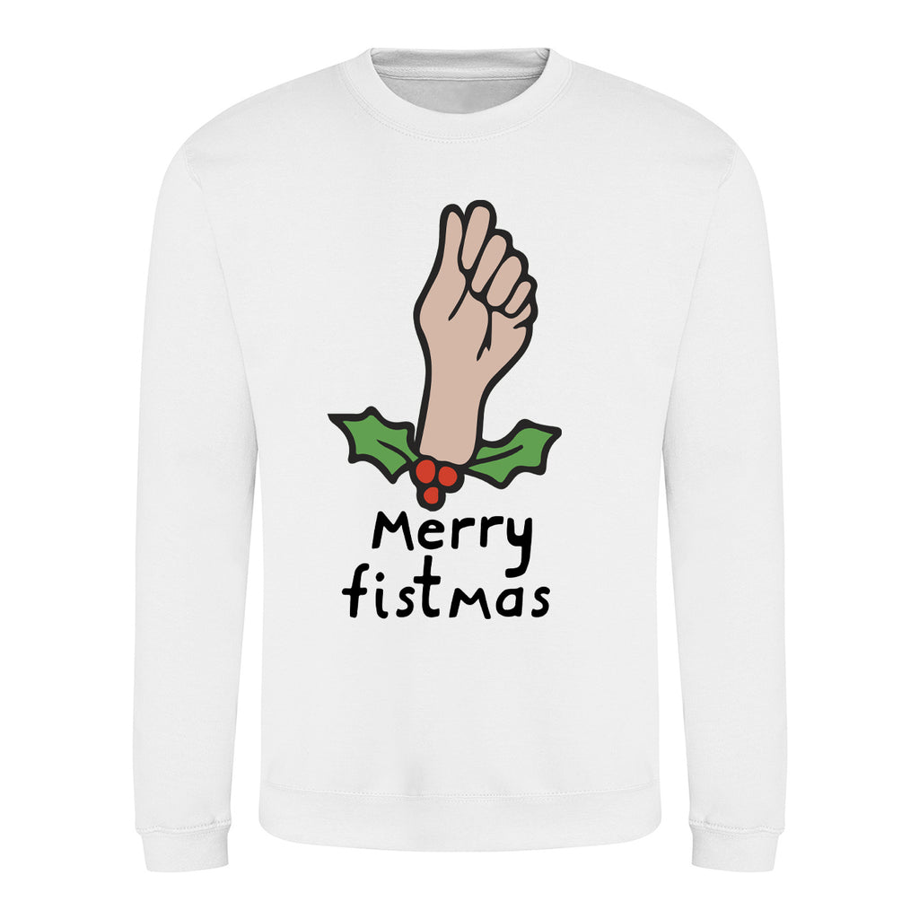 Merry Fistmas - Outrageous Christmas Jumper - White
