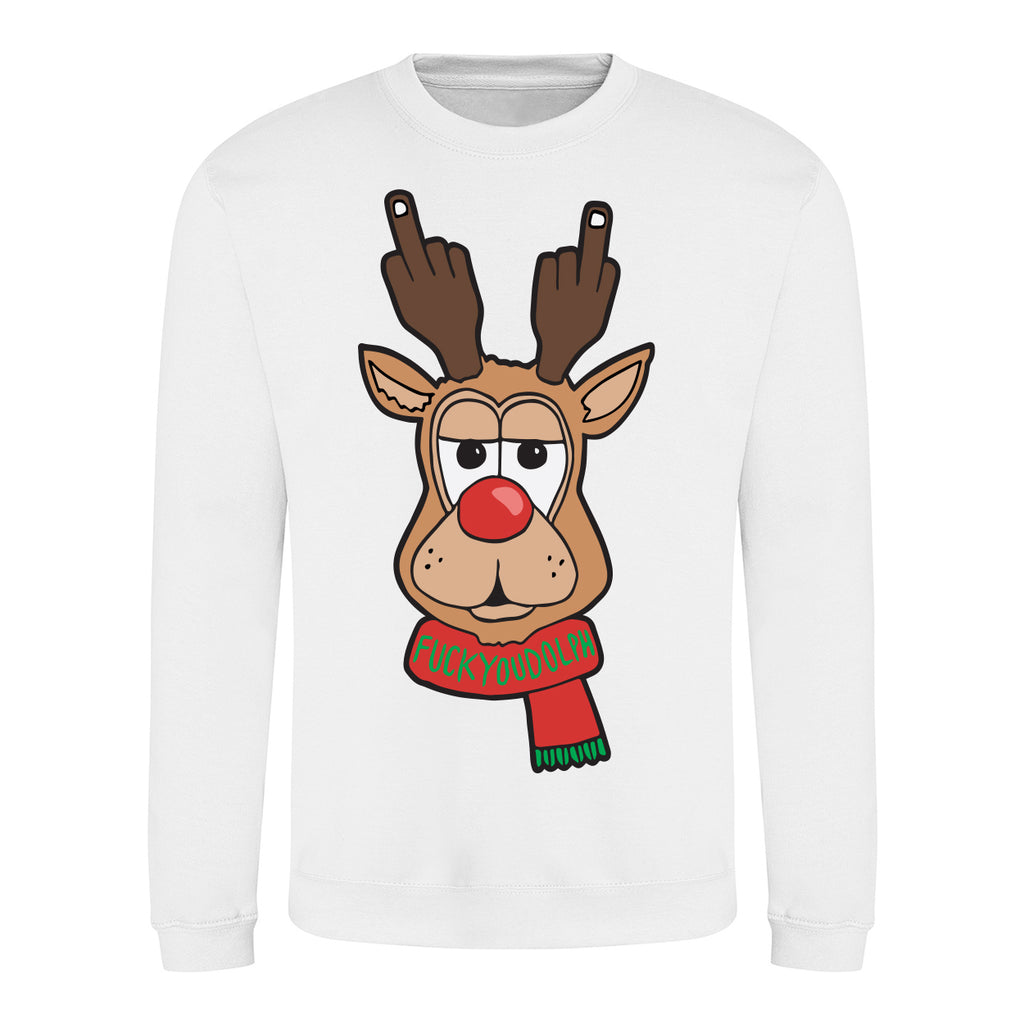 Fuck Youdolph - Offensive Christmas Jumper - White
