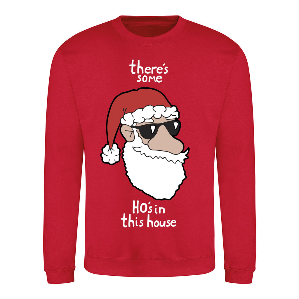 There's Some Ho's In This House - Funny Christmas Jumper - Red