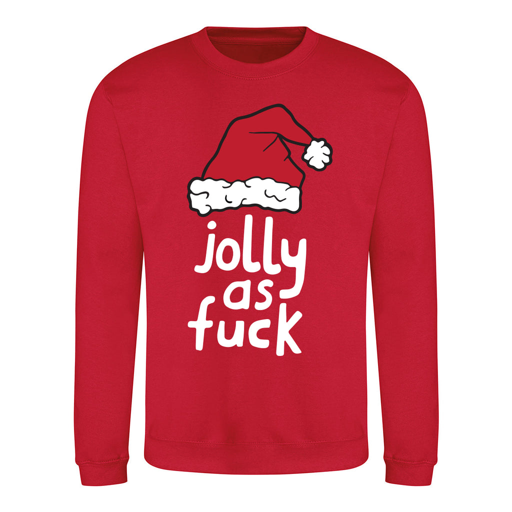 Jolly As Fuck - Funny Christmas Jumper - Red