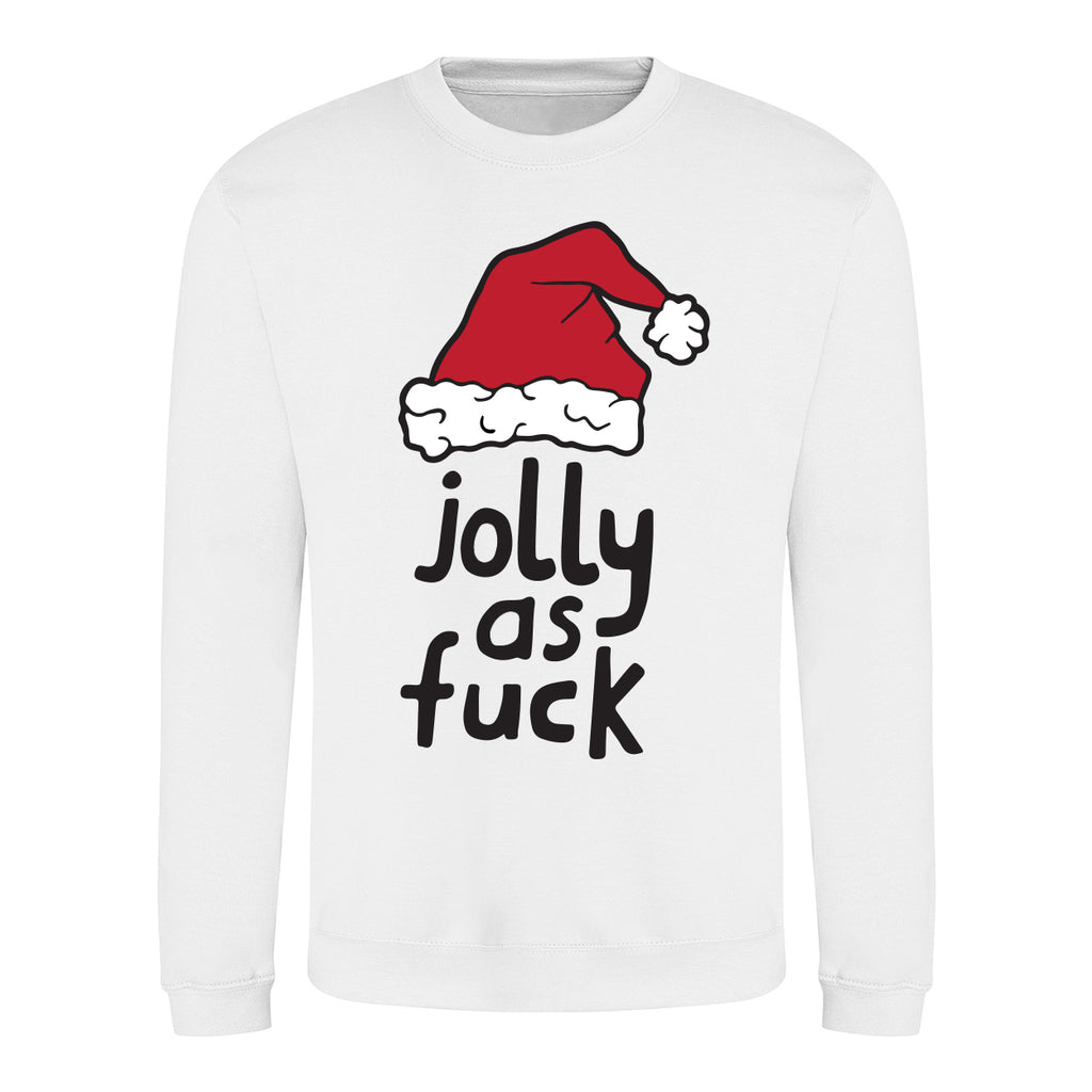 Jolly As Fuck - Funny Christmas Jumper - White