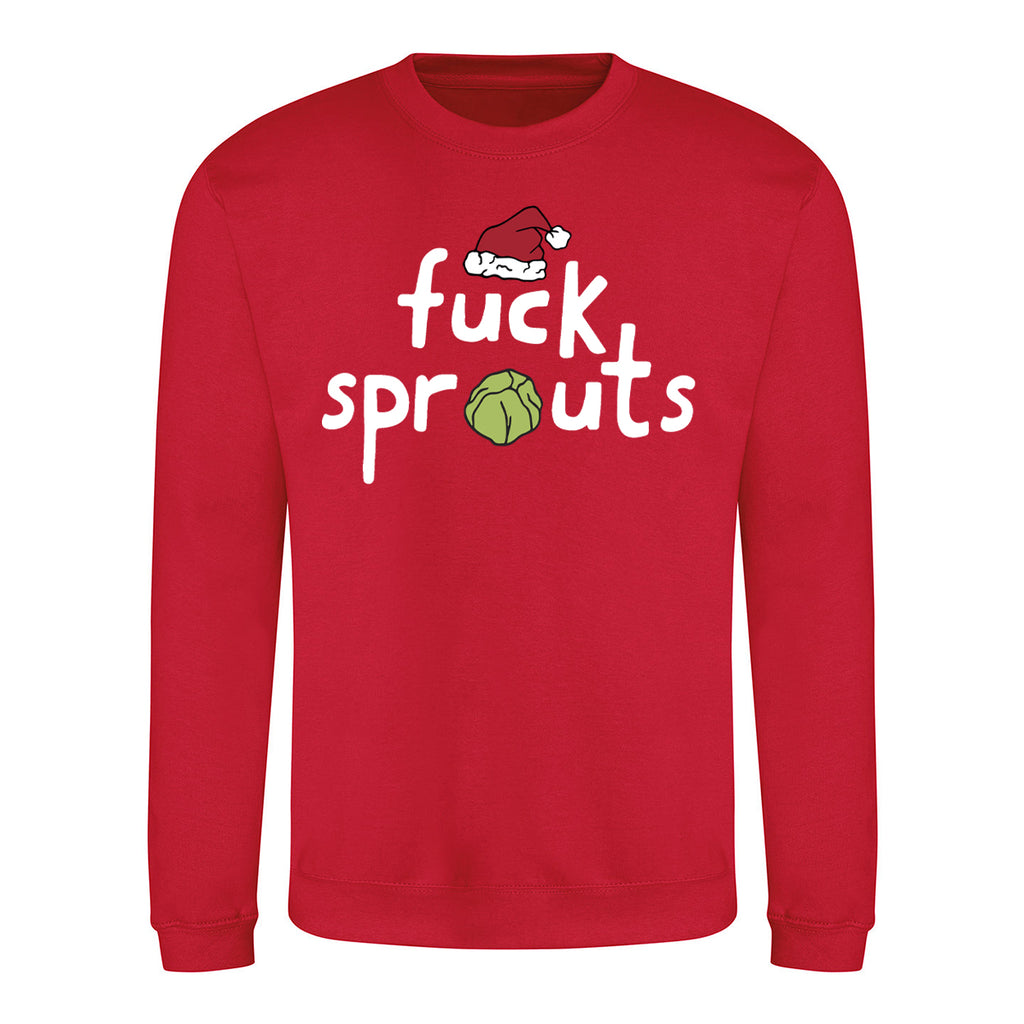 Fuck Sprouts - Offensive Christmas Jumper - Red