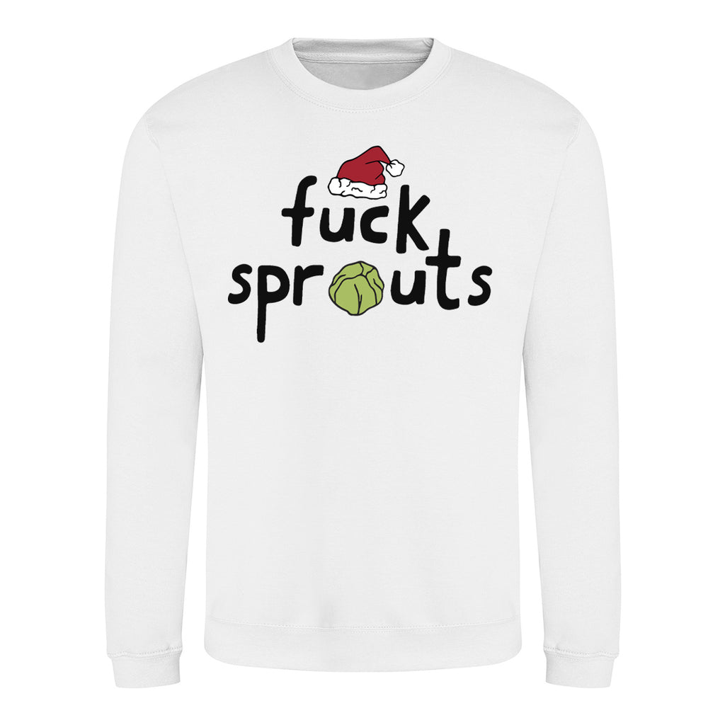 Fuck Sprouts - Offensive Christmas Jumper - White