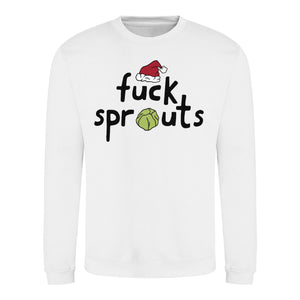 Fuck Sprouts - Offensive Christmas Jumper - White