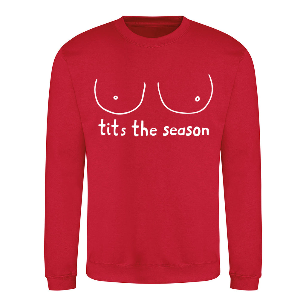 Tits The Season - Funny Christmas Jumper - Red