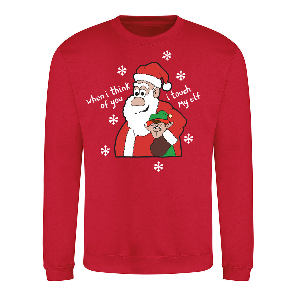 Touch My Elf - Rude Christmas Jumper - Red