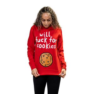 Will Fuck For Cookies - Funny Christmas Jumper - Red