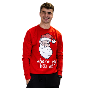 Where My Ho's At - Funny Christmas Jumper - Red