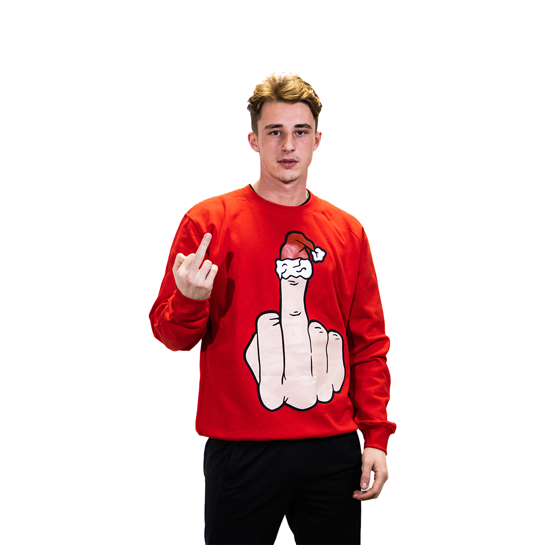 The Finger Hat - Rude Christmas Jumper - Red