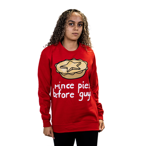 Mince Pies Before Guys - Funny Christmas Jumper - Red