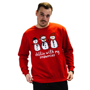 Chilling With My Snowmies - Funny Christmas Jumper - Red