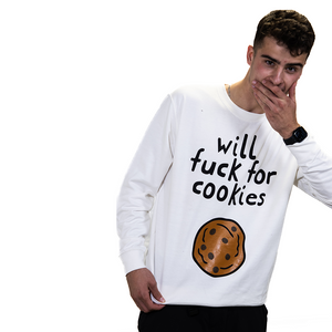 Will Fuck For Cookies - Funny Christmas Jumper - White