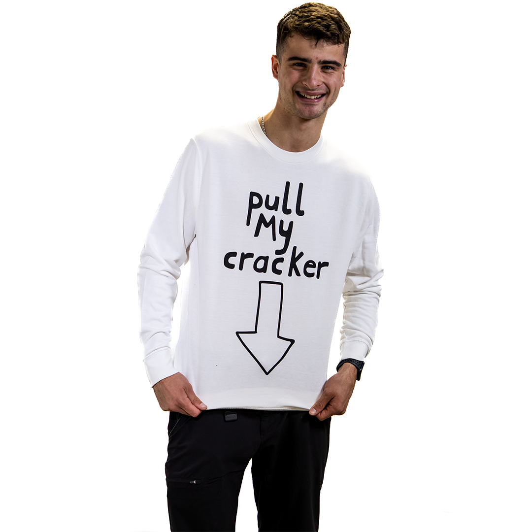 Pull My Cracker - Rude Christmas Jumper - White