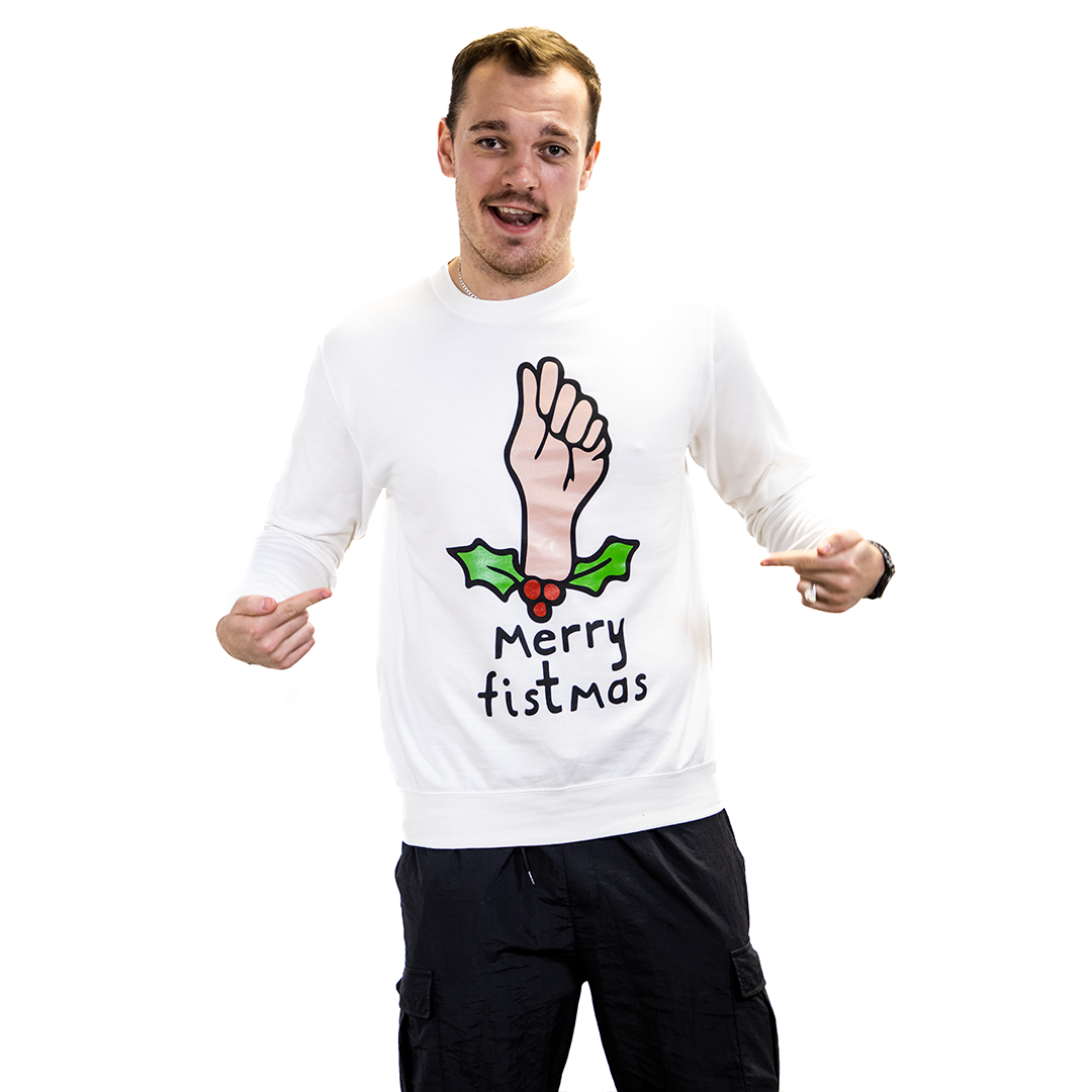 Merry Fistmas - Outrageous Christmas Jumper - White