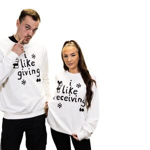 Giving and Receiving - Couples Christmas Jumpers - White